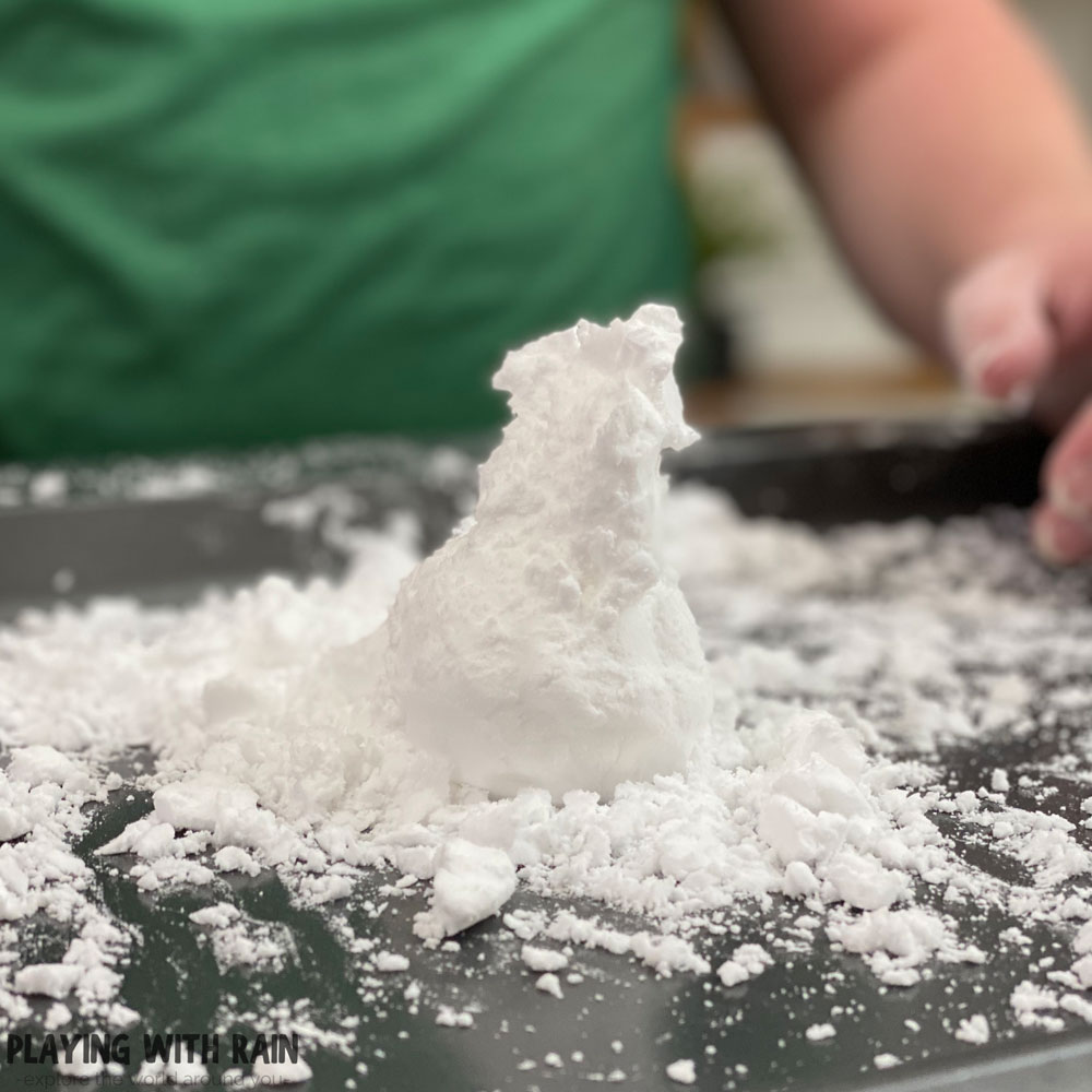 Baking soda and shaving cream snowman attempt