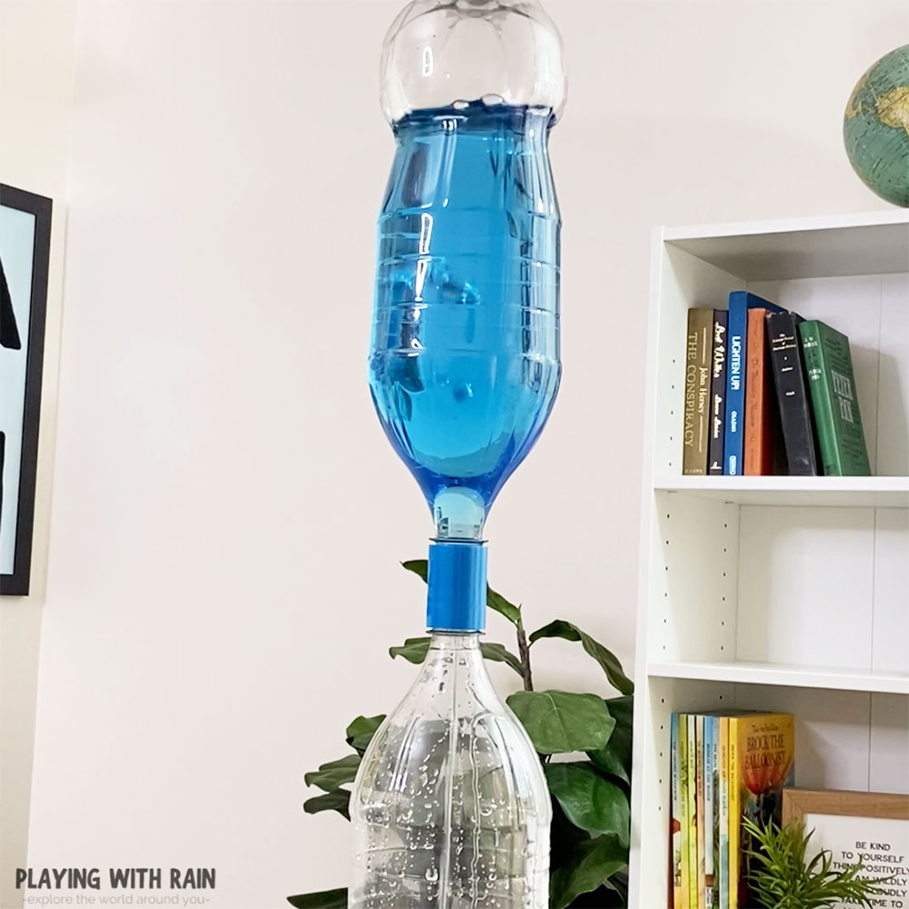 Turn the bottle with water upside down