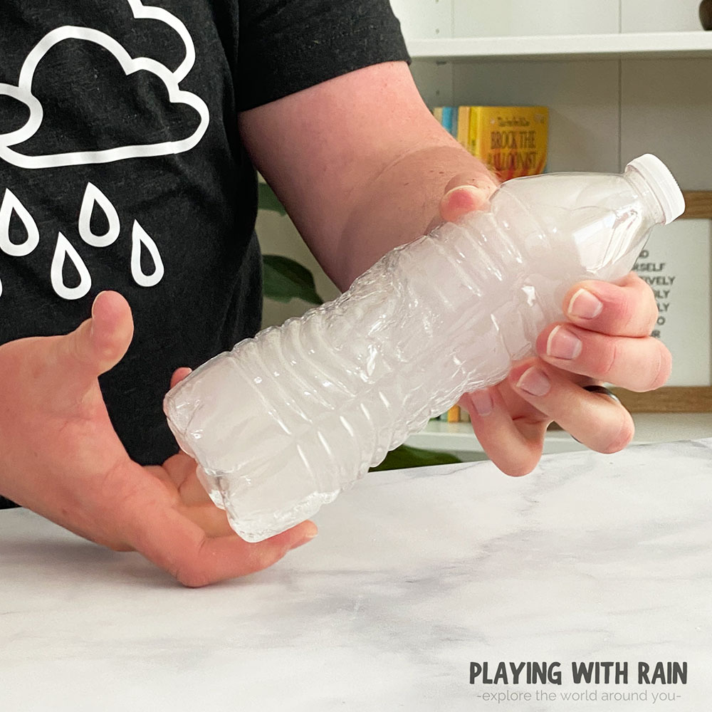 Cloud forming inside the plastic bottle